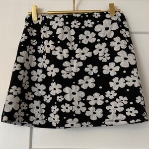 Urban Outfitters Black and White Floral Mini Skirt